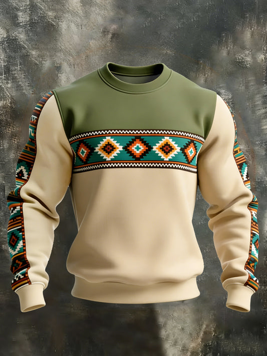 Men's Retro Western Aztec Print Casual Sweatshirt