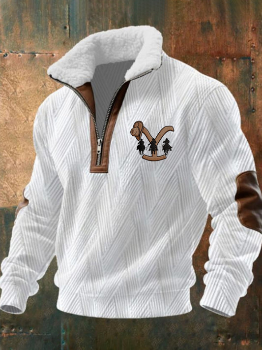 Men's Western Style Plush Stand Collar Shirt