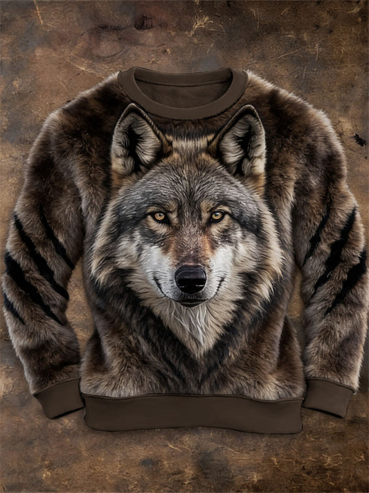 Men's Western Wolf Flannel Hoodie
