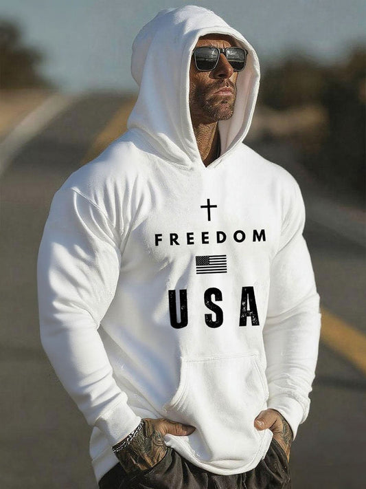 Men's Freedom Printed Casual Hoodie