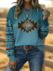 Women's Vintage Western Aztec Art Sweatshirt