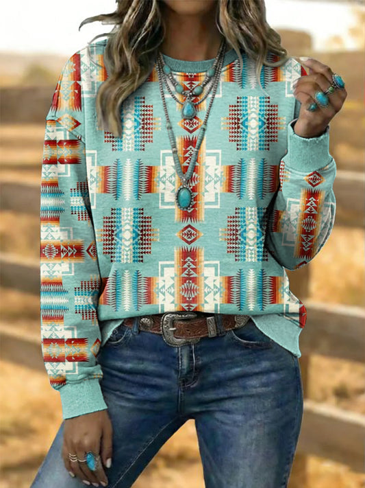 Women's Vintage Western Aztec Art Sweatshirt