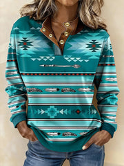 Women's Vintage Western Ethnic Aztec Pattern Casual Sweatshirt