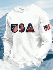 Men's USA Winter Sports 2026 Print Waffle Long Sleeve Sweatshirt