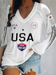 Women's USA Winter Sports 2026 V-Neck T-Shirt