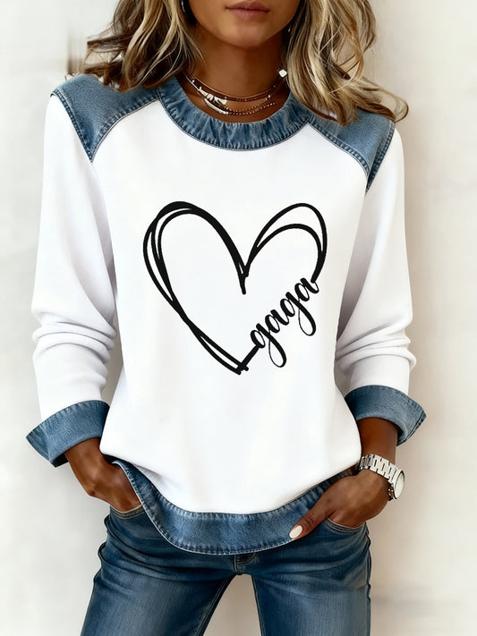 Women's The MAYHEM Ball Tour Printed Denim Patchwork Sweatshirt