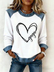 Women's The MAYHEM Ball Tour Printed Denim Patchwork Sweatshirt