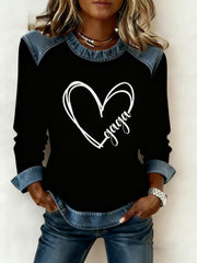 Women's The MAYHEM Ball Tour Printed Denim Patchwork Sweatshirt