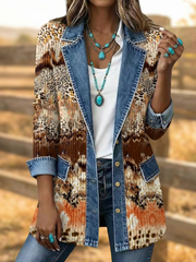 Women's Western Pattern Printed Blazer