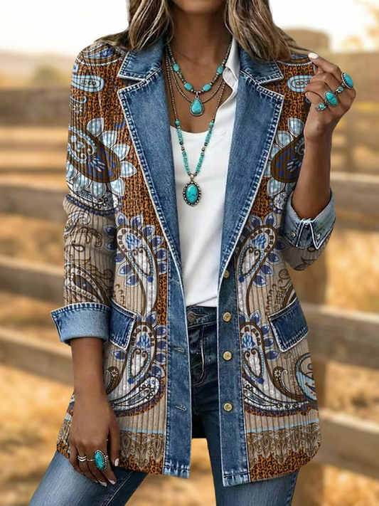 Women's Western Pattern Printed Blazer