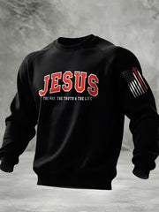 Men's Casual Christian Faith Cross Printed Sweatshirt