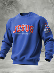 Men's Casual Christian Faith Cross Printed Sweatshirt