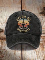 Unisex Retro CTT Oil Exploration & Cattle Print Hat
