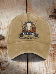 Unisex  Retro CTT Oil Exploration & Cattle Print Hat