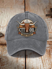 Unisex Retro CTT Oil Exploration & Cattle Print Hat