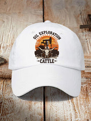 Unisex Retro CTT Oil Exploration & Cattle Print Hat