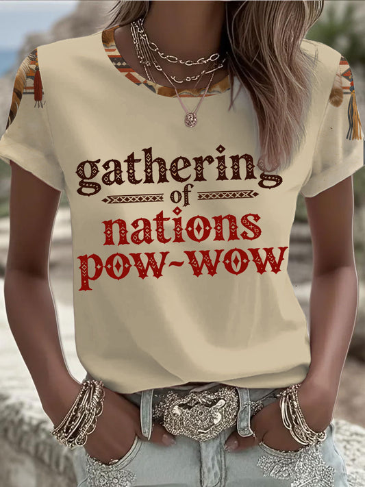 Women's Gathering of Nations Pow Wow Indian Native Art  Print short-sleeved T-shirt