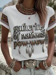 Women's Gathering of Nations Pow Wow Indian Native Art  Print short-sleeved T-shirt