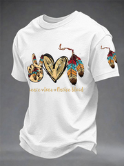 Men's Gathering of Nations Pow Wow Indian Native Art  Print imitation cotton short-sleeved T-shirt