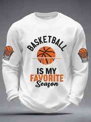 Men's Basketball Is My Favorite Season Print Basketball Lovers Gameday Casual Waffle Long Sleeve T-Shirt