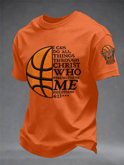 Men's I Can Do All Things Through Christ Basketball Print Basketball Lovers Gameday Casual Tee
