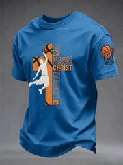 Men's I Can Do All Things Through Christ Basketball Print Basketball Lovers Gameday Casual Tee