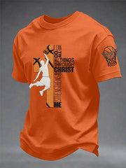 Men's I Can Do All Things Through Christ Basketball Print Basketball Lovers Gameday Casual Tee