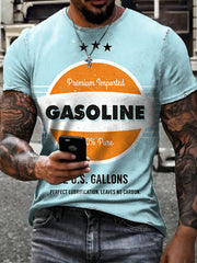 Men's Retro Motor Oil Poster Print Short Sleeves T-shirt