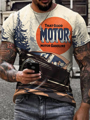 Men's Retro Motor Oil Poster Print Short Sleeves T-shirt