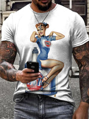 Men's Retro Motor Oil Poster Print Short Sleeves T-shirt