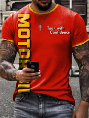 Men's Retro Motor Oil Poster Print Short Sleeves T-shirt