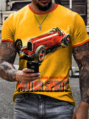 Men's Retro Motor Oil Poster Print Short Sleeves T-shirt