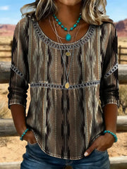 Women's Retro Western Aztec Print Casual Top