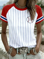 Women's Baseball Print Casual T-Shirt