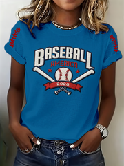 Women's Baseball Print short-sleeved T-shirt