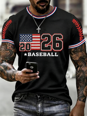Men's Baseball Print Waffle Short Sleeve