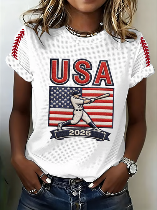 Women's Baseball Print short-sleeved T-shirt