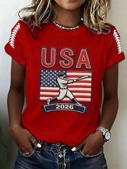 Women's Baseball Print short-sleeved T-shirt