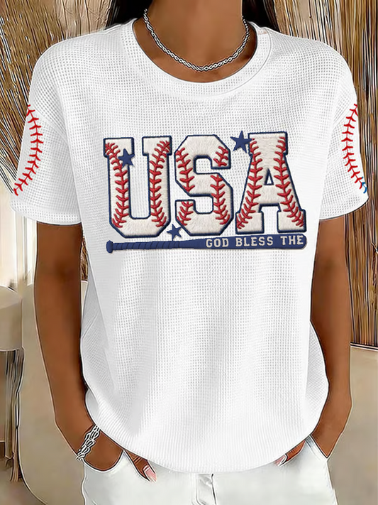 Women's Baseball Print short-sleeved T-shirt