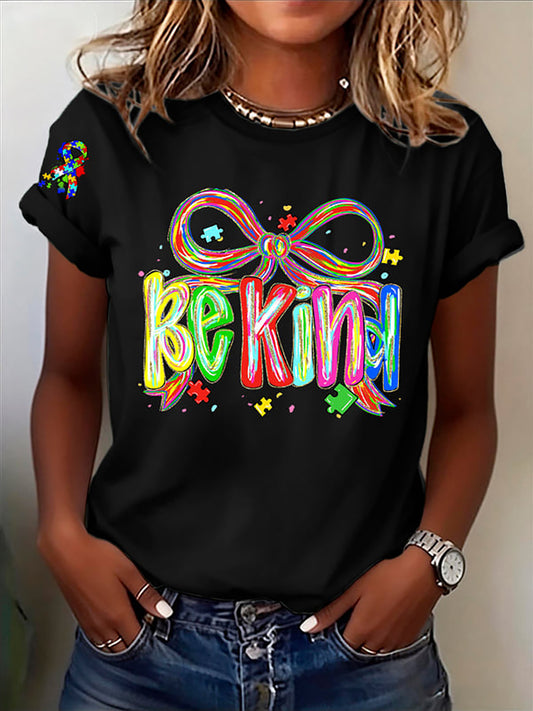 Women's Be Kind Autism Awareness Printed T-shirt
