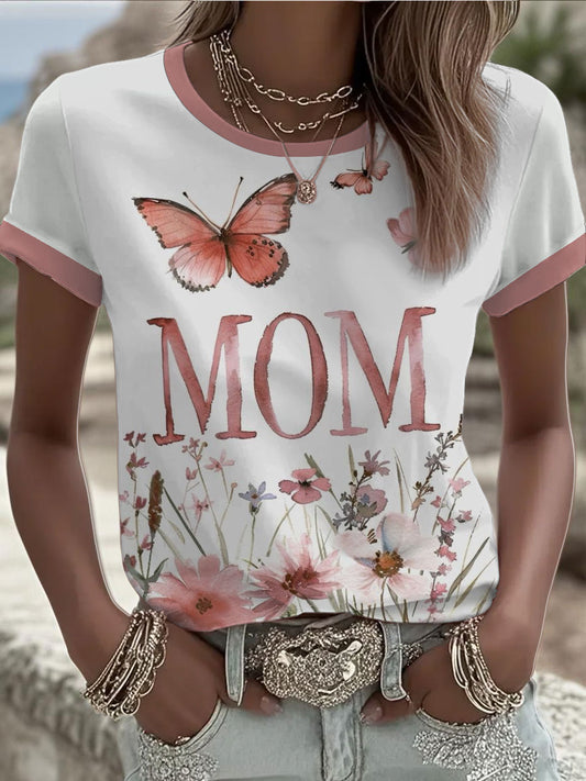 Women's Personalized MOM Printed short-sleeved T-shirt