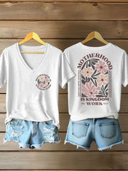 Women's 'Motherhood Is Kingdom Work' Printed Casual T-Shirt