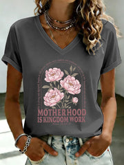 Women's 'Motherhood Is Kingdom Work' Printed Casual T-Shirt