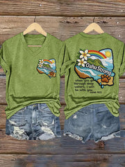 Women's Hawaii Flood Oahu Strong When You Go Through Deep Waters, I Will Be With You. Isaiah 43:2 Print V-Neck Tee