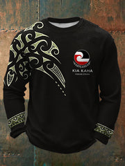 Men's NZ Maori Art Kia Kaha Printed Waffle Tops