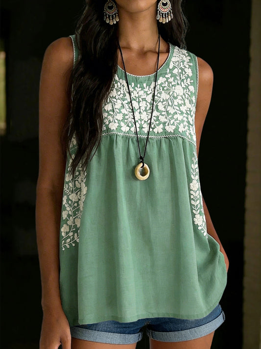 Women's Mexican Floral Vest Top