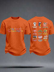 Men's Big Fan of Human Rights Embroidery Pattern T-Shirt