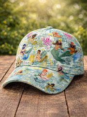 Ocean Mermaid Illustration Print Baseball Cap