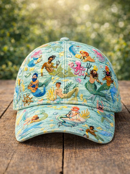 Ocean Mermaid Illustration Print Baseball Cap