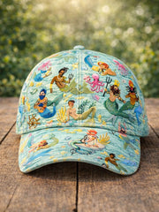 Ocean Mermaid Illustration Print Baseball Cap